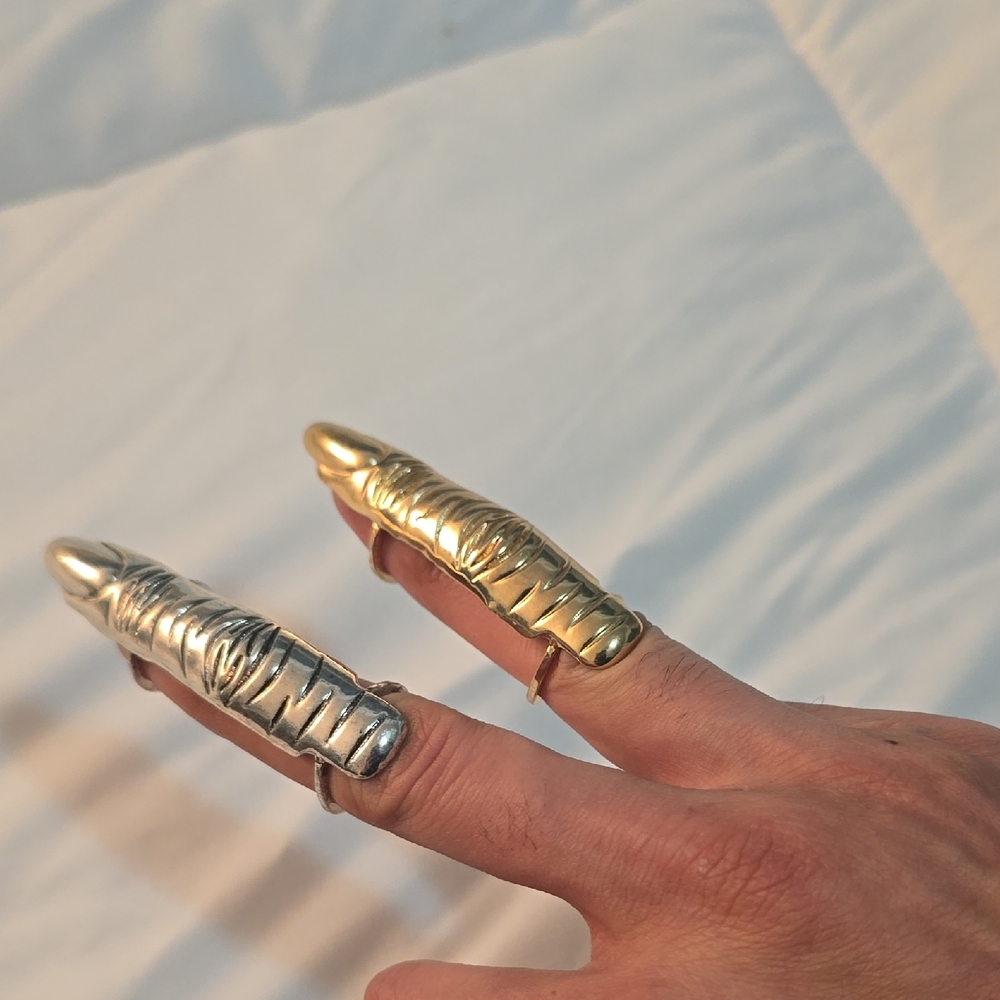 Gold and Silver Statement Rings Sold As Pair